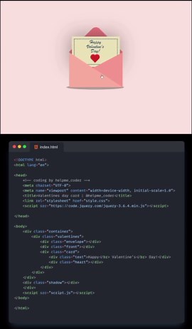 🌐 Full-Stack Architect|Crafting Digital Experiences🇮🇳🇬🇧 | 150k🎯 on Instagram: "Valentine's day card 💌 using HTML CSS and JavaScript . . Source code available in telegram channel . . FOLLOW - @helpme_coder . . "Roses are red, violets are blue, and our Valentine's day card is just for you! 💕 Celebrate this day of love with a touch of creativity and professionalism as we bring you a special card designed using the power of html, css, a