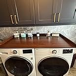 Washer Dryer Countertop, 27.5" W × 54" L Laundry Countertop with Edge Rails, Particle Board Countertop for Laundry Room Organization (Oak)