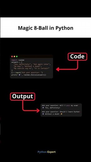 Magic 8-Ball in Python 🎱 | Fun Python Project for Beginners 🐍 #shorts #learnpython #pythonprojects