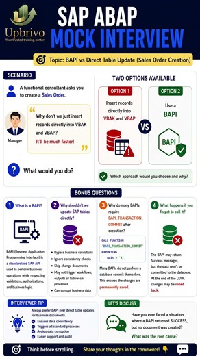 SAP ABAP Mock Interview | BAPI vs Direct Table Update | Must-Know Interview Question 🔥