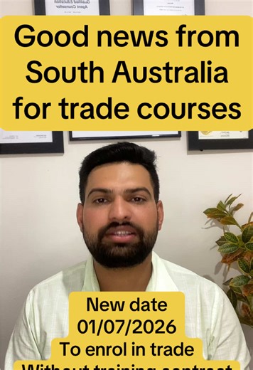 🎉 Good news for international students! 🇦🇺 South Australia has announced a 6-month extension allowing international students to enrol in trade courses without a training contract. ⏳ This extension gives students more time and flexibility to commence their studies while planning their pathway in Australia. If you’re considering a trade qualification in South Australia, now is a great time to act and get the right advice. 📩 Feel free to reach out for personalised guidance. RMB Immigration & Ed