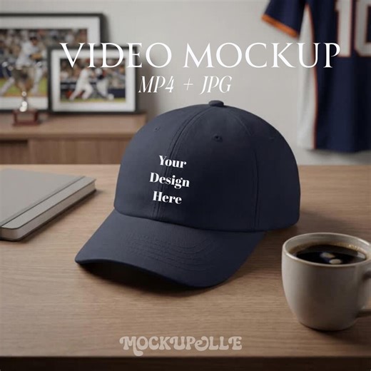 Cap Dad Video Mockup | Navy Baseball Hat Mockup Video | Yupoong 6245CM Dad Hat Mockup | | Mockup Printify Printful Seller Kit Mp4 - Etsy