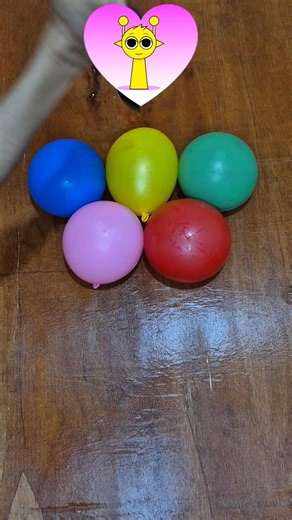 bursting yellow green red blue pink balloon popping water orbeez sprunki song