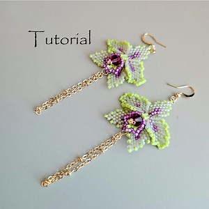 Orchid Flower Beaded Earrings Tutorial ,bead Weaving Pattern PDF, Jewelry Making - Etsy