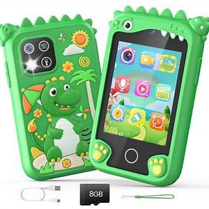 JoyStone Kids Dinosaur Smart Phone, 2.8" Touchscreen Toddler Learning Play Toy Phone with Dual Camera, Game, Music Player, Learning Toy Christmas Birthday Gifts for 3-9 Year Old Kids, Green