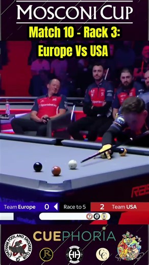 Mosconi Cup: Match 10 - Rack 3 #pool #9ball #sports #billiards #shorts #reels #video #usa #svb #live