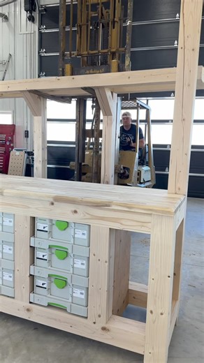 2.8M views · 18K reactions | One piece at a time the first tool wall/tool bench setup is coming together. This one and the next one will be for Festool tools #woodworking #wood #work | The Dusty Lumber Co. | Facebook