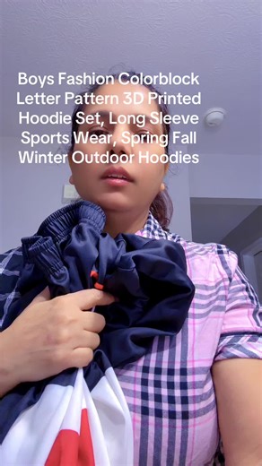 Boys Colorblock Letter Pattern Hoodie Set for All Seasons