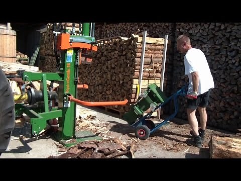 Holzspalter Posch HydroCombi mit Spalttisch im Einsatz, Wood splitter in action