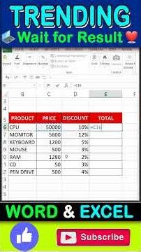 Discount Calculation In Excel #exceltips #shorts #excel #exceltutorial