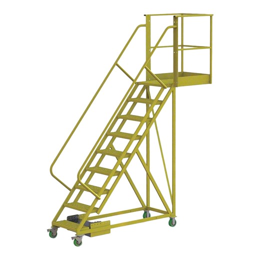 Tri-Arc U-Design Series 9-Step Unsupported Rolling Cantilever Ladder with Perforated Tread and 20" Overhang UCU500920246 - 300 lb. Capacity