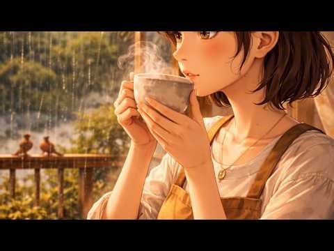 Rainy evening | A peaceful moment with a cute cat and a cup of tea | Soft wind #cozyrain #shorts