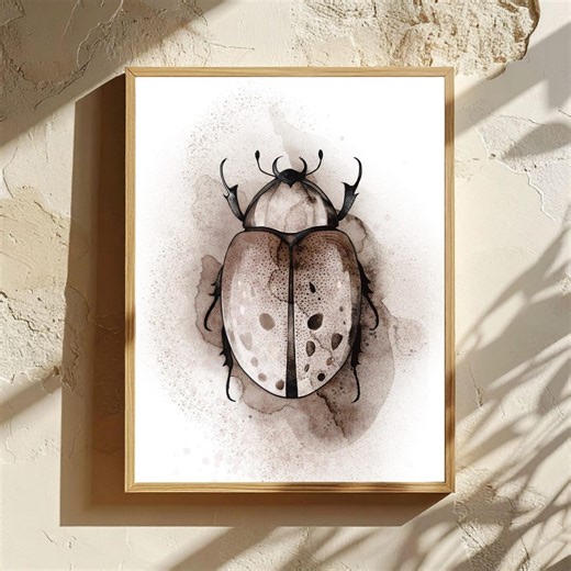 Beetle Wall Art Printable, Insect Illustration, Vintage Entomology Poster, Minimalist Bug Decor, Instant Download - Etsy