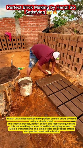 Perfect Brick Making by Hand! So Satisfying 😱🔥