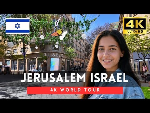 Israel walking tour - 3 hours Jerusalem downtown walk 4k 60fps