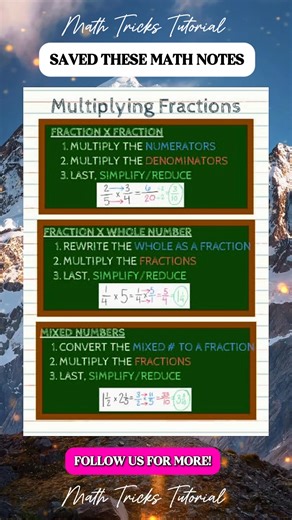 Multiplying Fraction Math Notes | Math Tricks Tutorial