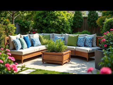 Modern Patio Oasis 2026 | Stunning L-Shaped Seating With Flourishing Garden Surroundings