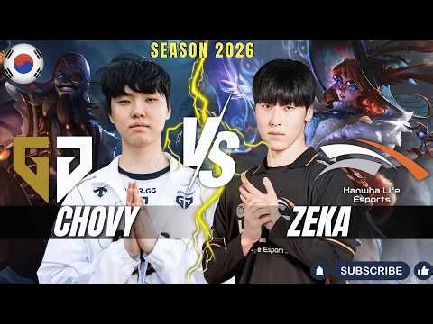 GEN Chovy vs HLE Zeka - Chovy RYZE vs Zeka AURORA Mid - Patch 26.4 KR Ranked | lolrec