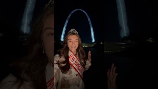 A pageant queen visits the iconic Gateway Arch in Missouri