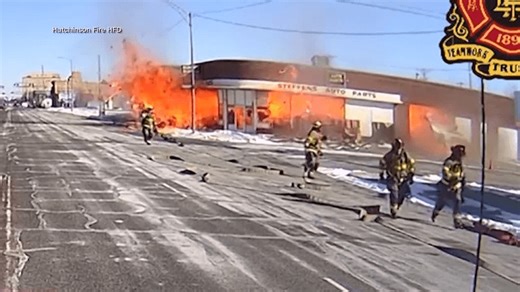 VIDEO: Firefighters narrowly escape building explosion