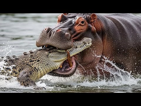 “HIPPOTASTIC Showdown: Hippo vs Crocodile – Wild River Battle . Who Will Conquer?"