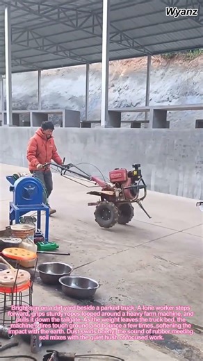 farm machinery vlog | unloading machine from truck with tire bounce