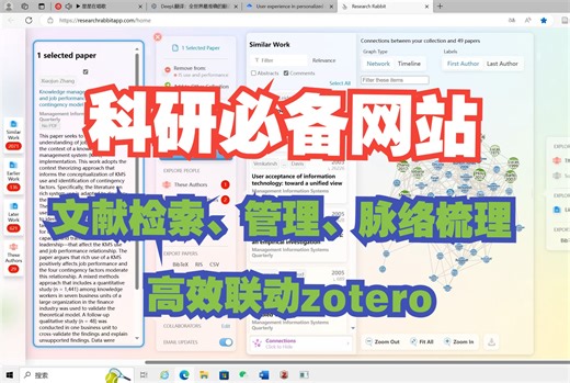 科研必备网站！Research Rabbit！文献检索、管理、脉络梳理！高效联动zotero