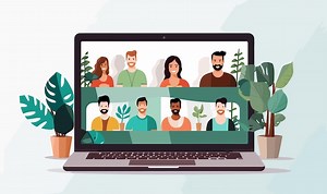 Premium Vector | Inclusive group of people on video call vector isolated vector style illustration