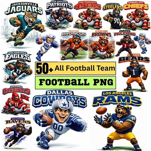 50  Football PNG Bundle, Football Team T-shirt Design, Game Day Football Clipart Png, Sports Lover T Shirt Clipart, Sports Mascot Clipart - Etsy