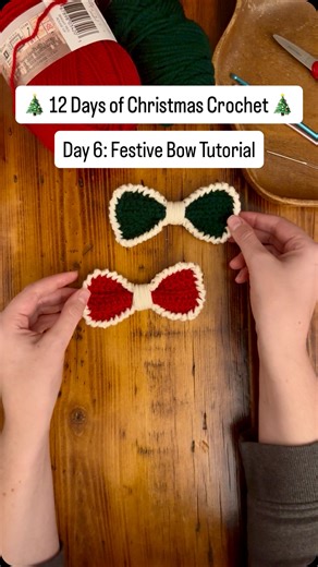Emily Theresa | Crochet Teacher | ✨Pattern Here ✨ Festive Bow: Start with a double crochet foundation row of 17 Or Chain 19; starting with the third chain from hook, double... | Instagram
