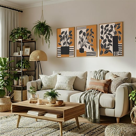 Set of 3 Botanical Prints, Botanical Nature Wall Prints, Botanical Art, Orange Home Decor,living Room Art Plants, A2 A1 50x70cm A3 A4 A5 - Etsy