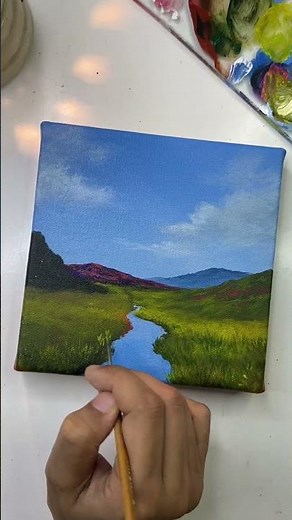 easy Meadow painting with Acrylic / acrylic painting for beginners
