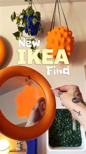 Seth S | Interior on Instagram: "New IKEA Humlesjön $7.99 mirror find!🍊 This affordable yet stylish mirror is the dopamine decor upgrade your apartment deserves! 🙂‍↕️ #ikea #dopaminedecor #maximalism #ikeafinds #apartmentdecor dopamine decor apartment, ikea hacks maximalist interior design, colorful apartment decor, bold home decor, IKEA home, statement mirror decor, cozy maximalism, apartment makeover ideas, small apartment upgrades, ikea home decor, cozy ikea finds, DIY Ikea inspo, diy home 