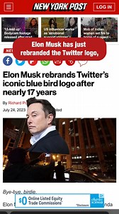 1.8K views · 47 reactions | Elon Musk rebrands Twitter’s icon blue bird logo after nearly 17 years | New York Post | Facebook