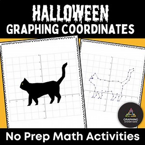 Halloween Graphing Black Cat Coordinates 4 Quadrants On a Cartesian Plan Math