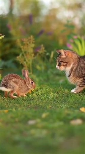 Bunny vs Cat 😹 Who’s the Real Boss?