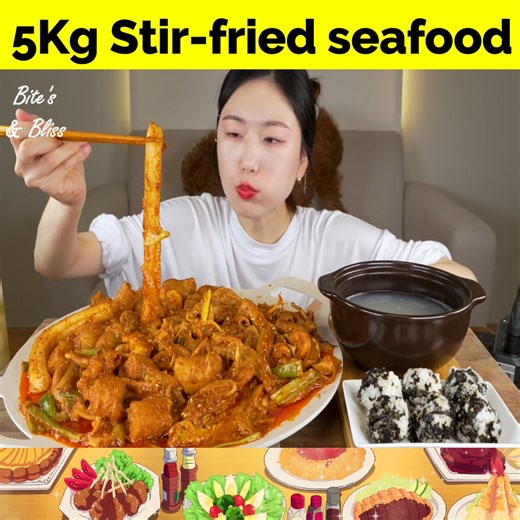 Stir Fried Seafood Eating Challenge #seafood #fish #crab #challenge #spicy | Bite's & Bliss