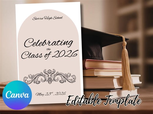 Graduation Program Template Canva, Editable Graduation Ceremony Program, Class of 2026 Program Template, Elegant Graduation Booklet - Etsy