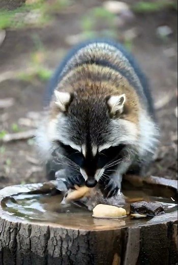 Raccoon Washing Things