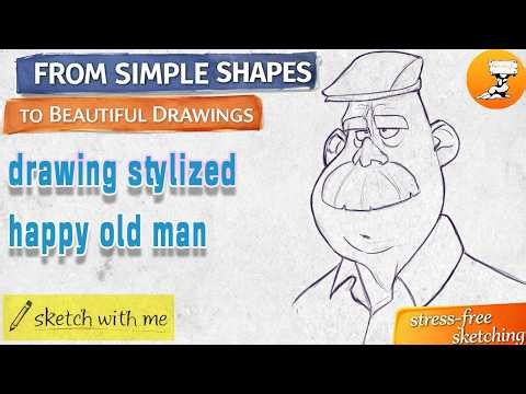 How to Draw a Stylized Happy Old Man – Simple Shapes & Joyful Perspective for Beginners 👴😊✏️
