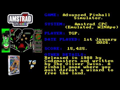 Advanced Pinball Simulator - Codemasters - Amstrad - Emulated (WinAPE) - 15,425 points.