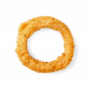 Pet crab eating onion ring