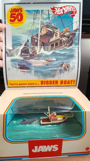 12 reactions | Unboxed a little piece of cinematic history 麗 The 50th Anniversary Jaws set from Mattel Creations just jumped off the box — Orca, Bruce, Brody and all the tension. ‘You’re gonna need a bigger shelf.’  #Jaws50 #MattelCreations #Unboxing | Toystronix Will | Facebook
