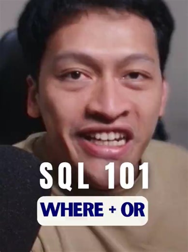 1 keyword SQL yang sering disepelein padahal penting banget. Kalo kamu diminta cari pelanggan yang tinggal di Jakarta ATAU Bandung, kamu ga bisa tulis WHERE dua kali. Yang kamu butuhin itu OR. Simpel sih sebenernya, tapi banyak yang baru belajar SQL belom tau cara pakainya. Coba sendiri deh! Share ke temen kamu yang lagi belajar SQL 🚀