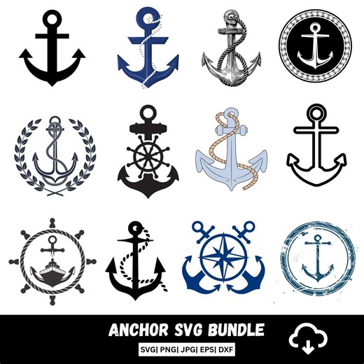 Anchor SVG Bundle: Nautical Clipart, Cricut Cut Files (digital Download) - Etsy