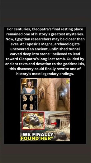 Cleopatra’s Lost Tomb? Ancient Tunnel Discovery Shocks Egypt 🏺👑