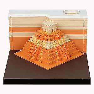 3D Memo Pad - 3D Notepad with LED Lights ＆ Pen Holder, Tear-Away Paper Carving Art, DIY Creative 3D Paper Art Notepad for Desktop Decoration and Gift