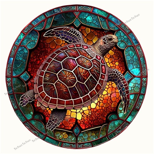 Stained Glass Turtle Fabric Panel, Quilt Sewing Square, Multiple Sizes, Fc5v - Etsy