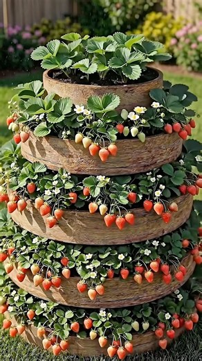 Vertical Strawberry Tower: The Ultimate Space-Saving Garden! 🍓🌿
