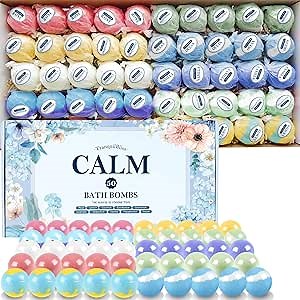 TranquilBliss Bath Bombs Set 50 PCS with 10 Rich Scents, Bath Bombs for Women, Natural Bubble Bombs with Shea Butter & Safe Oil, Ideal for Mother's Day, Valentine's Day, Christmas, Birthday Present